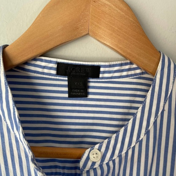 J. Crew Collection Women's Sleeveless Blue Stripe Cotton Poplin Dress Size XXS - Picture 4 of 5